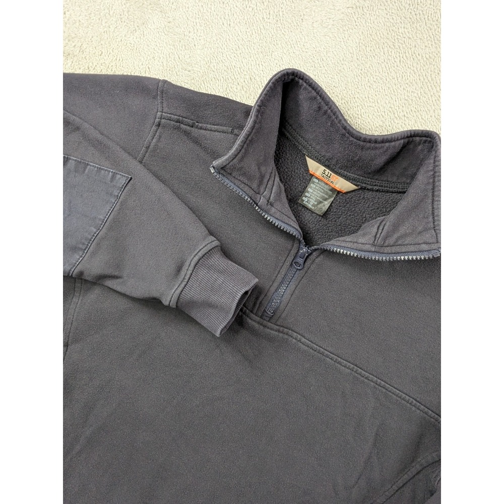 5.11 Tactical Mens Quarter Zip Fleece Pullover Navy Blue Medium Elbow Patches